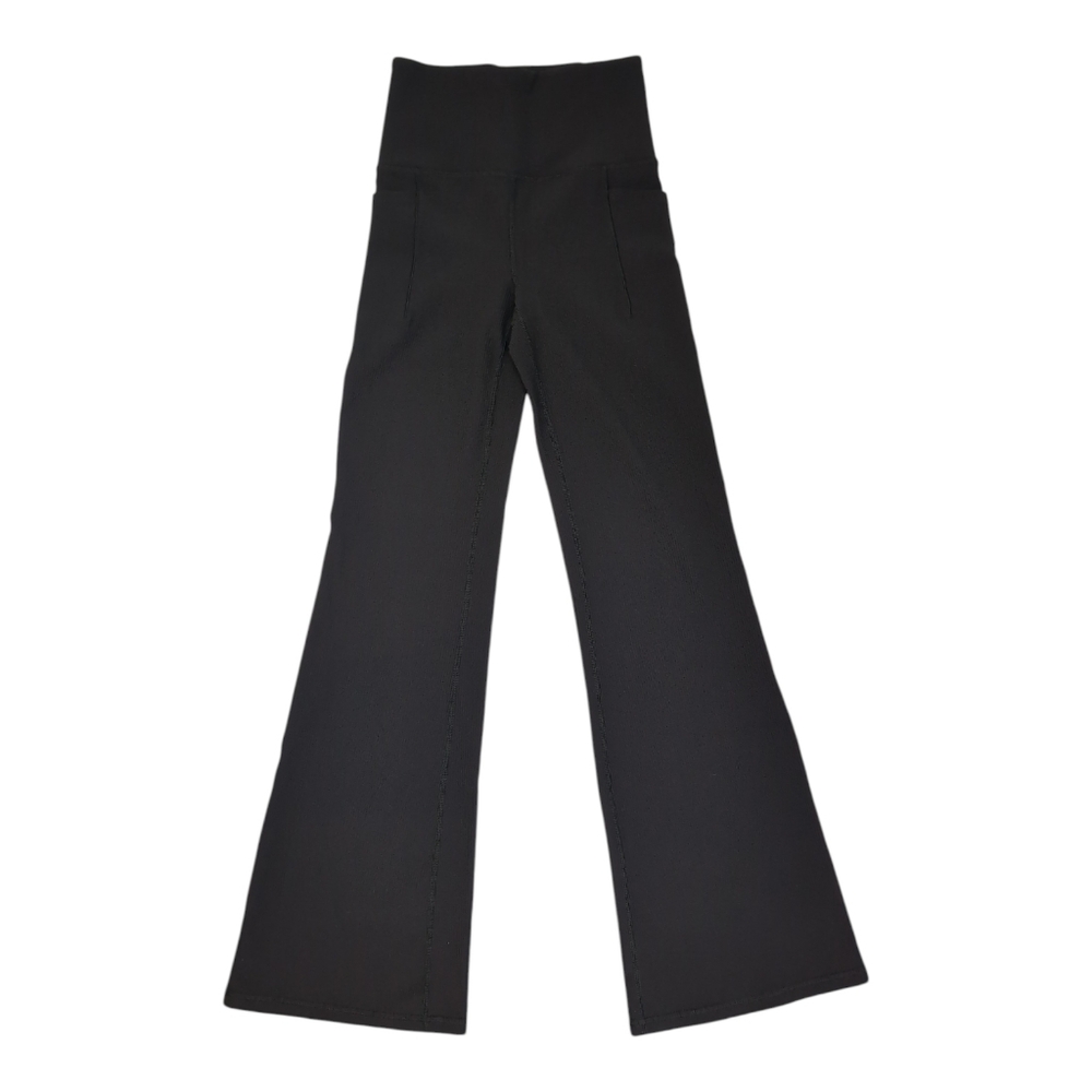 Athleta Salutation Stash Rib Flare Black Leggings
